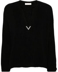 Valentino Garavani - Pull en laine vierge à col fendu - Lyst