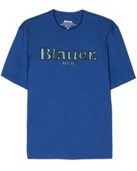 Blauer - T-Shirt mit Logo-Print - Lyst