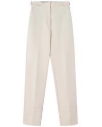 Lanvin - Broek Met Ceintuur En Omgeslagen Pijpen - Lyst