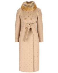 Valentino Garavani - Sequin-Embellished Faux-Fur Collar Coat - Lyst
