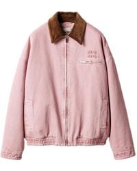 Miu Miu - Gewatteerde Blouse Met Ribfluwelen Kraag - Lyst