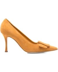 Manolo Blahnik - 90Mm Maysale Buckle-Detail Pointed-Toe Pumps - Lyst