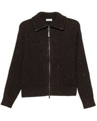 Brunello Cucinelli - Sequin-Embellished Ribbed Cardigan - Lyst