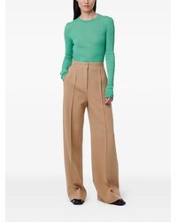 Another Tomorrow - Fitted Ribbed-Knit Long-Sleeve Sweater - Lyst