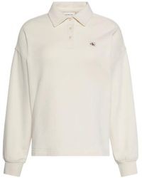 Calvin Klein - Logo-Patch Long-Sleeved Polo Shirt - Lyst
