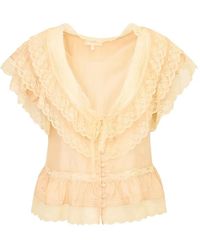 LoveShackFancy - Persine Lace-Trim Ruffled Blouse - Lyst
