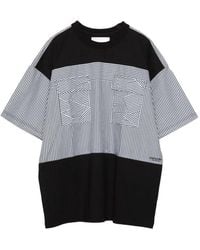 Yoshio Kubo - Striped-Panel T-Shirt - Lyst