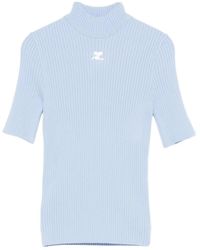 Courreges - Geripptes Oberteil mit Stehkragen - Lyst