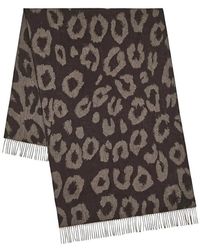 Mulberry - Leopard-Print Fringed Scarf - Lyst