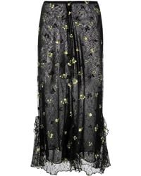 Anna Sui - Floral-embroidered Lace Midi Skirt - Lyst