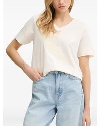 BOSS - Feather-embellished V-neck T-shirt - Lyst