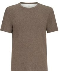 Brunello Cucinelli - Denim-Effect Ribbed-Cotton-Jersey Crew-Neck T-Shirt - Lyst