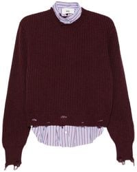 SOLOTRE - Distressed Ribbed-Knit Sweater - Lyst