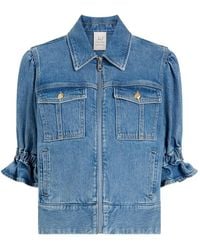 Cinq À Sept - Holly Puffed-Sleeve Denim Jacket - Lyst