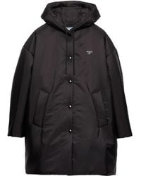 Prada - Jas Met Drukknoopsluiting En Capuchon - Lyst