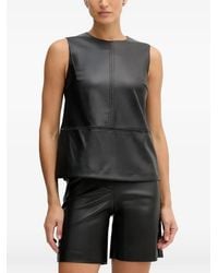Sisley - Perforated-Detail Faux-Leather Tank Top - Lyst