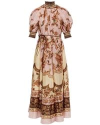 Zimmermann - Aster Billow Floral-Print Silk Maxi Dress - Lyst