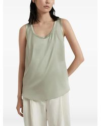 Brunello Cucinelli - Satin-Finish Scoop-Neck Top - Lyst