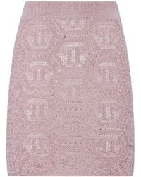 Philipp Plein - Monogram-pattern Knitted Miniskirt - Lyst