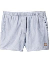 Miu Miu - Striped Chambray Shorts - Lyst