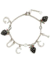 Gucci - Logo-charm Crystal-embellished Bracelet - Lyst