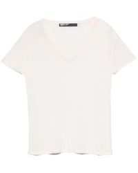 Bimba Y Lola - Ivory Fluid V-Neck T-Shirt - Lyst