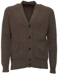 FILIPPO DE LAURENTIIS - Ribbed-Knit V-Neck Cardigan - Lyst