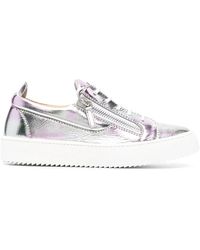 Giuseppe Zanotti - Metallic Leather Low-Top Sneakers - Lyst