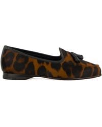Santoni - Leopard-Print Tassel Loafers - Lyst