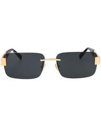 Versace - Greca Rimless Rectangle-Frame Sunglasses - Lyst