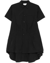 Noir Kei Ninomiya - Robe Mi-Longue À Bords Plissés Et Effet De Superposition - Lyst