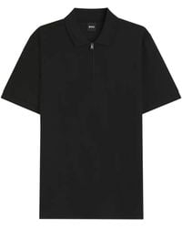 BOSS - Zip-Fastening Textured Polo Shirt - Lyst