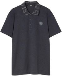 Versace - Greca-collar Polo Shirt - Lyst