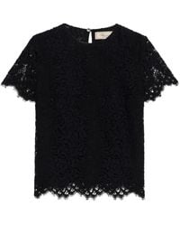 Blumarine - Camiseta con ribete de encaje y manga corta - Lyst