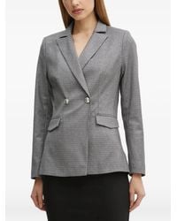 Morgan - Double-Breasted Check Blazer - Lyst
