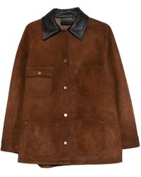 Prada - Logo-Detail Suede Jacket - Lyst