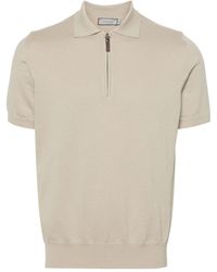 Canali - Zip-up Cotton Polo Shirt - Lyst