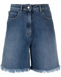 Love Moschino - High-Rise Straight-Leg Denim Shorts - Lyst