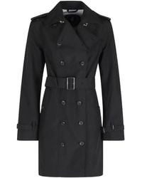 Save The Duck - Double-Breasted Belted Coat - Lyst