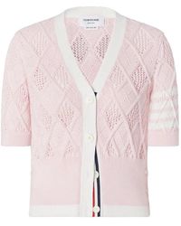 Thom Browne - Argyle-Knit Short-Sleeves Cardigan - Lyst