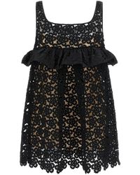 Miu Miu - Floral-Macramé Ruffled Dress - Lyst