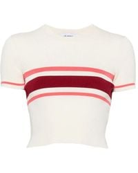 Self-Portrait - Striped Ribbed-Knit T-Shirt - Lyst
