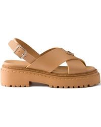 Prada - Sandali Platform Con Design A Incrocio 55Mm - Lyst