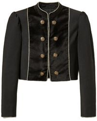 Twinset - Velvet-Trimmed Puff-Sleeve Jacket - Lyst
