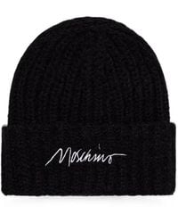 Moschino - Logo-Embroidered Ribbed Beanie Hat - Lyst