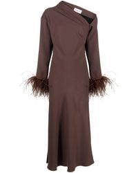 16Arlington - Adelaide Midi-jurk Met Veren Cuff - Lyst