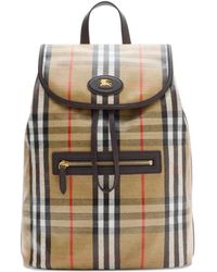 Burberry - Highlands Checked Leather-Trim Backpack - Lyst
