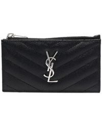 Saint Laurent - Logo-plaque Quilted Cardholder - Lyst