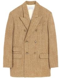 Ami Paris - Double Breasted Herringbone Wool Blazer - Lyst