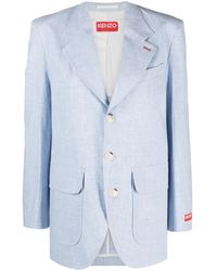 KENZO - Logo-Patch Buttoned Linen Blazer - Lyst